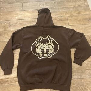 Blake Shelton Chocolate brown Hoodie Large Mens concert shirt